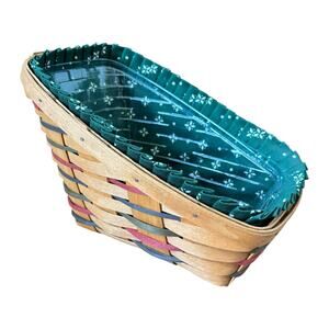 1995 Longaberger Vegetable Basket w/ Green Liner and Protector - 10” x 7” x 5”